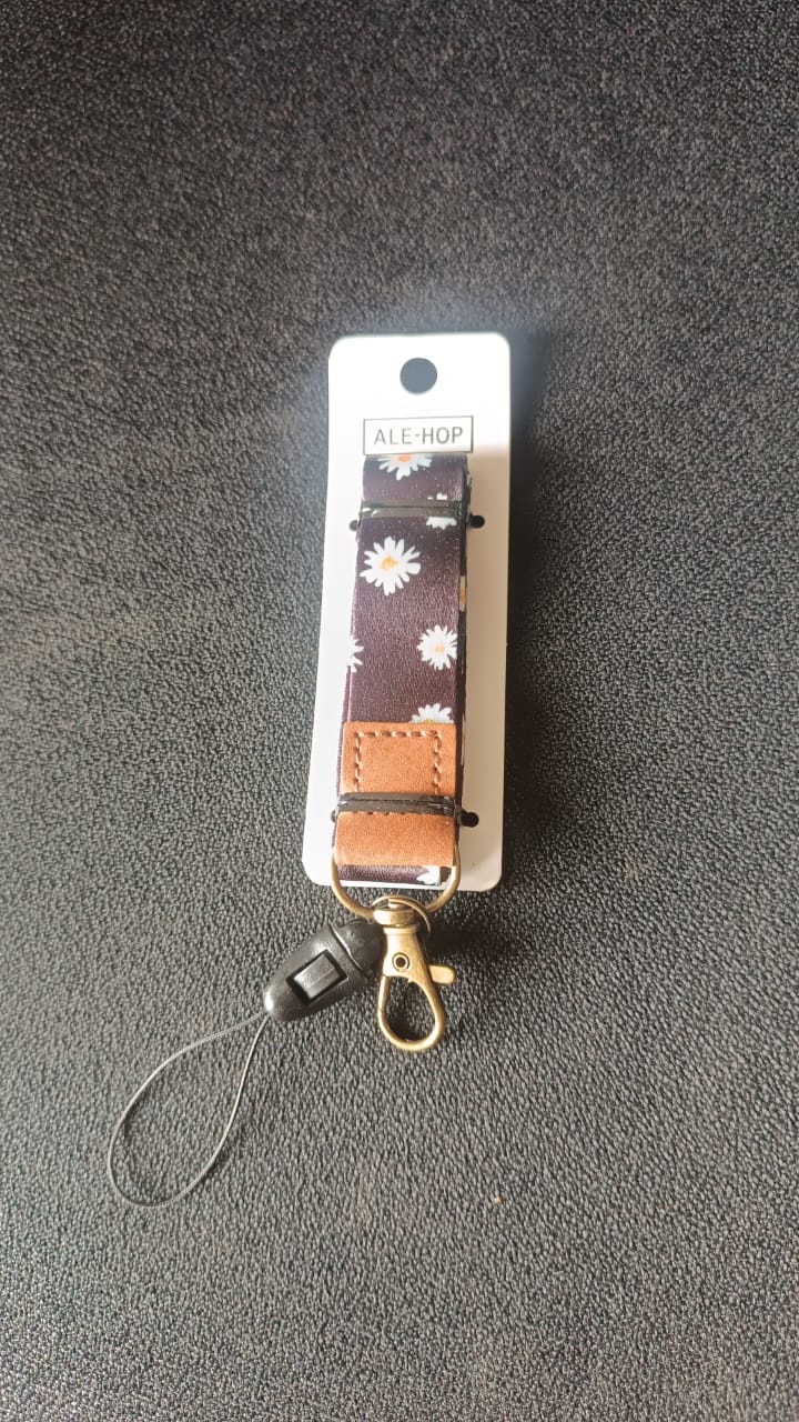 Floral Print Neck Lanyard Strap with Clip Hook & Mobile String (1 Pc) Floral Print Neck Lanyard Strap with Clip Hook & Mobile String (1 Pc)